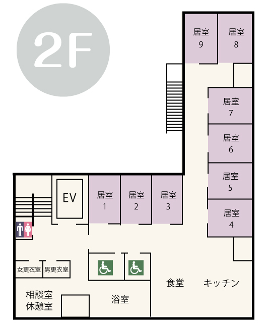 2F 従来型個室(8室)